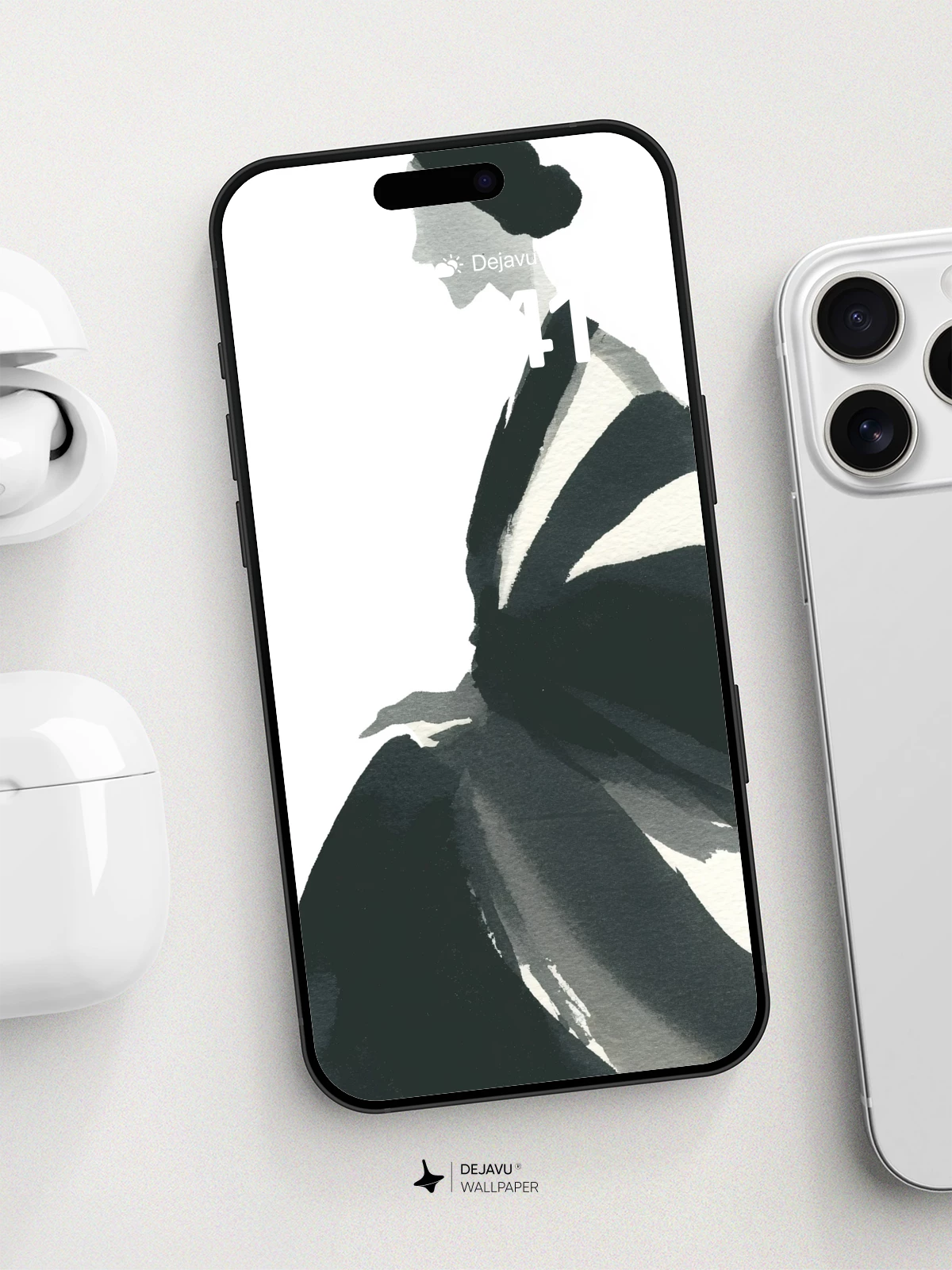 Elegant Ink Silhouette Wallpaper 8K for iPhone and Android