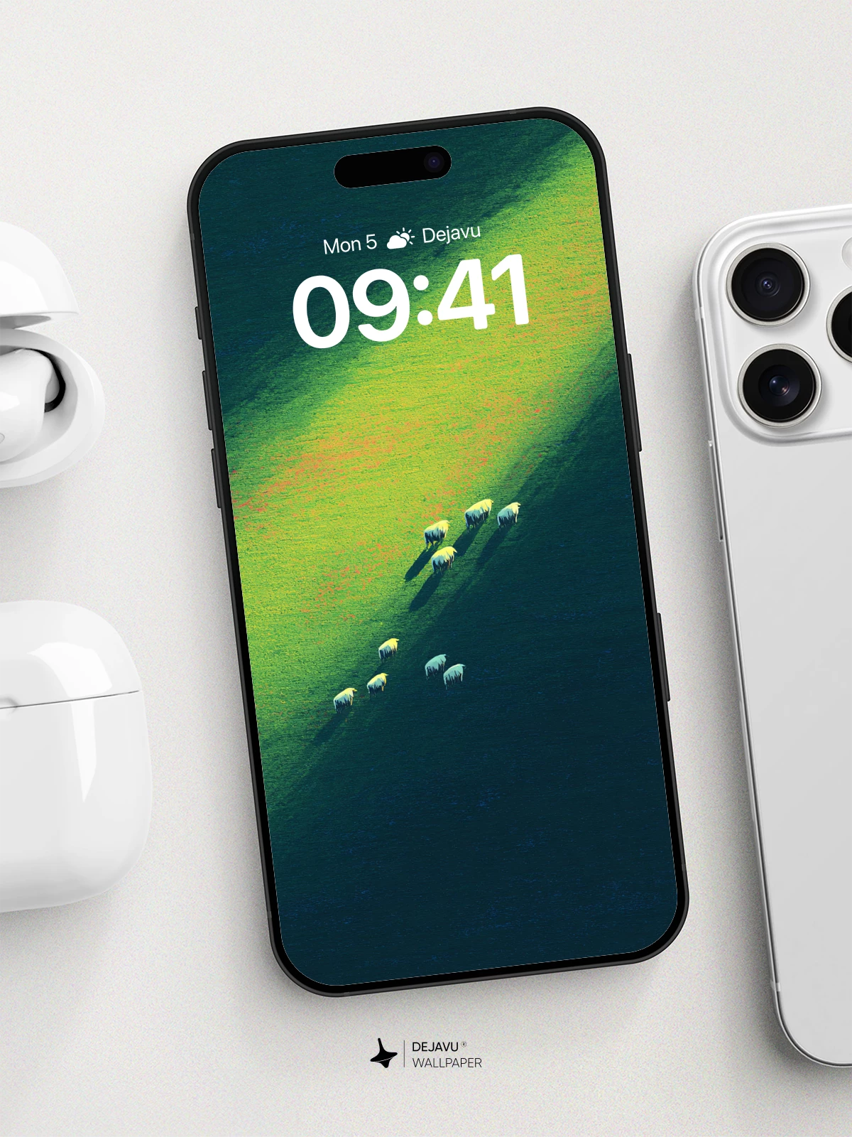 Sheep Silhouettes in Sunlit Field Wallpaper 8K for iPhone and Android