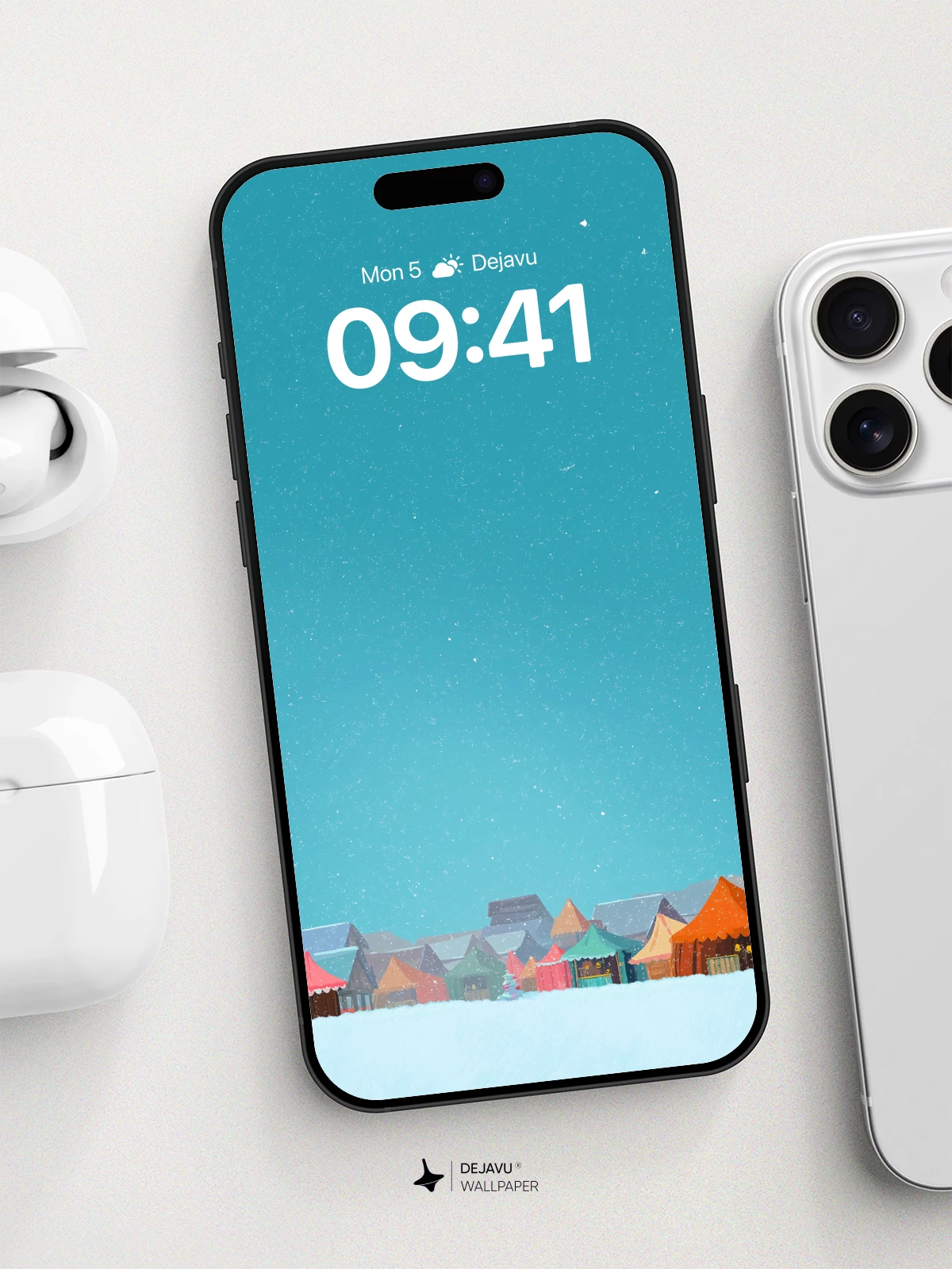 Winter Market Wonderland Wallpaper 8K for iPhone and Android