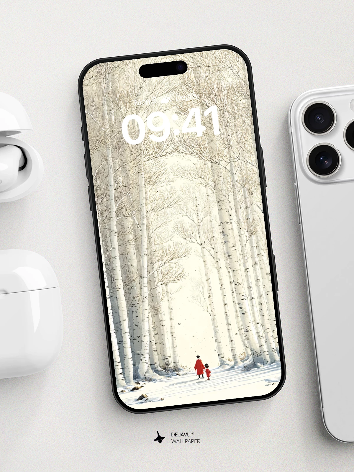 Winter Birch Forest Wallpaper 8K for iPhone and Android