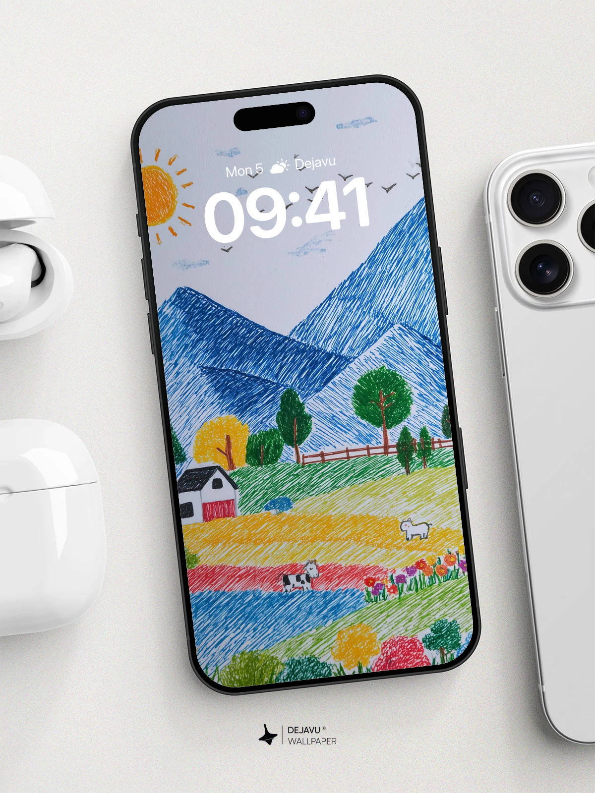 Childlike Mountain Meadow Wallpaper 8K for iPhone and Android