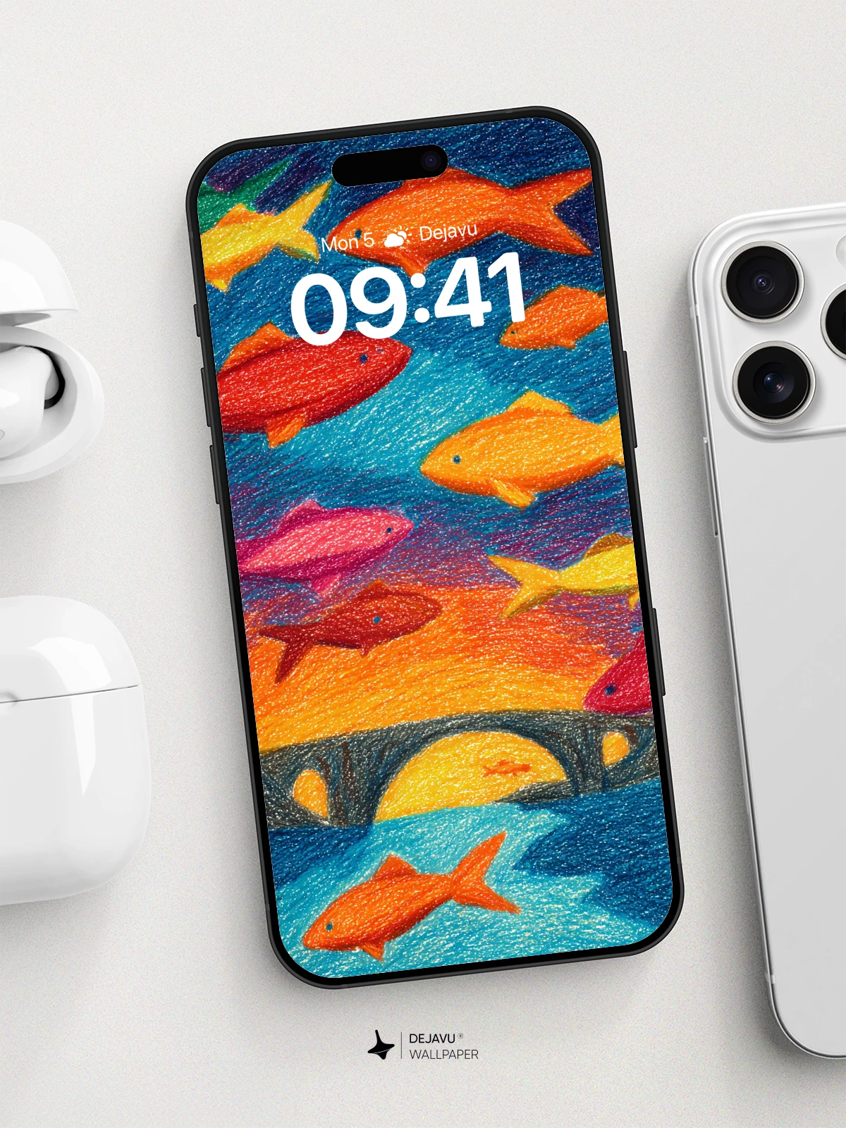 Colorful Fish Underwater Scene Wallpaper 8K for iPhone and Android