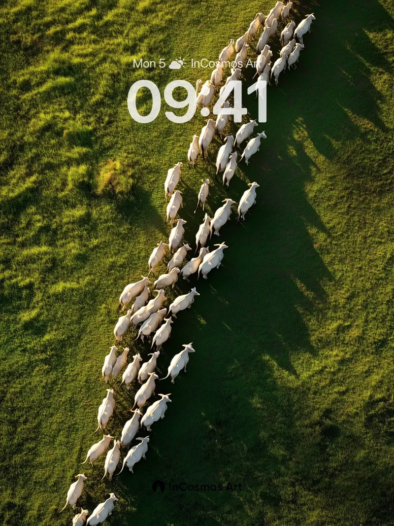 Serenity Herd Wallpaper with Golden Path