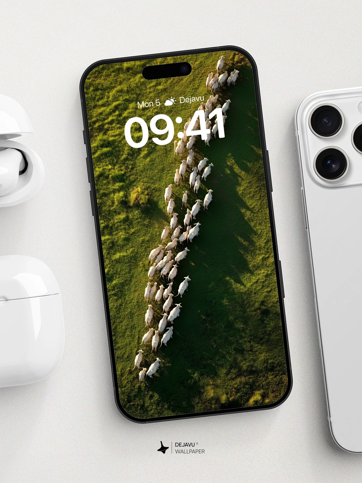 Sheep Herd Pathway Wallpaper 8K for iPhone and Android