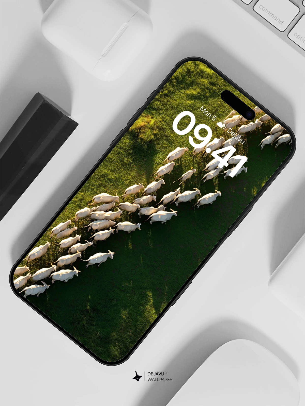 Sheep Herd Pathway Wallpaper 8K for iPhone and Android