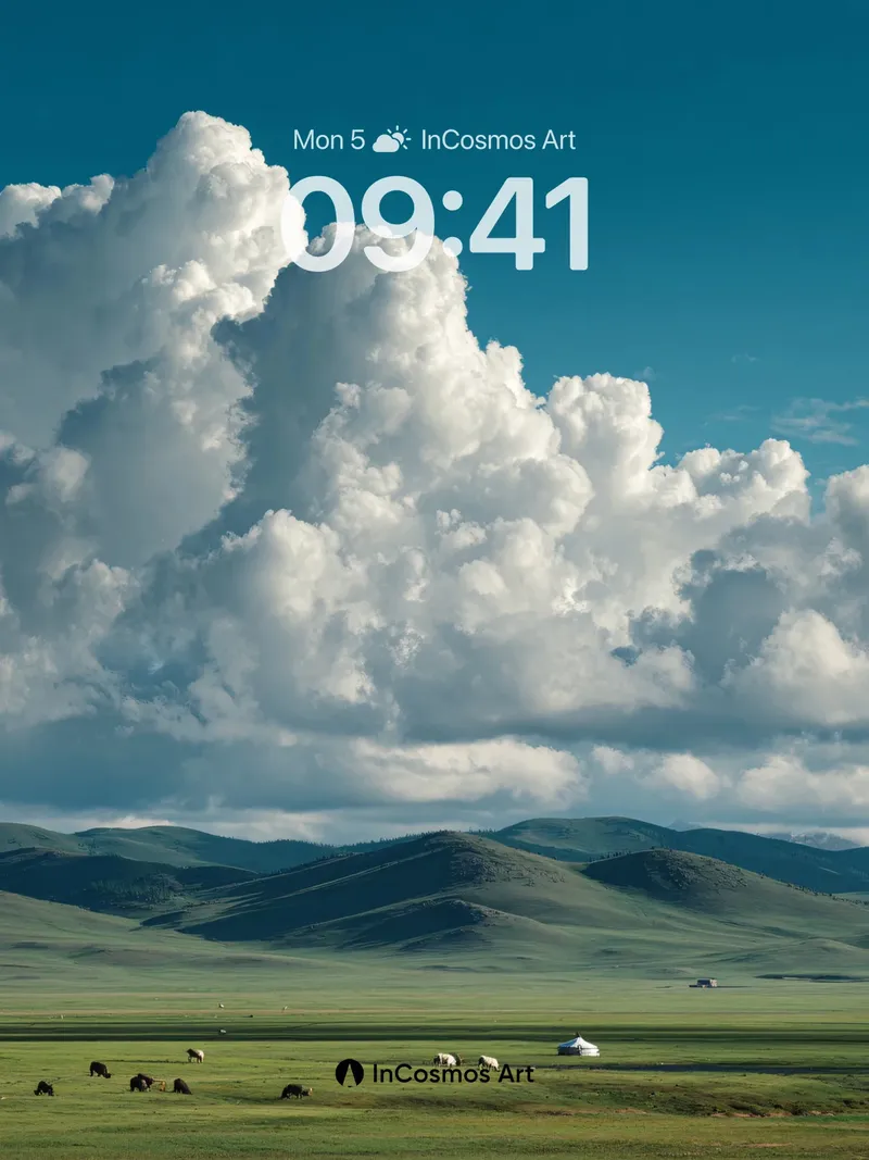 Serenity Skyline Wallpaper with Cloud Canopy