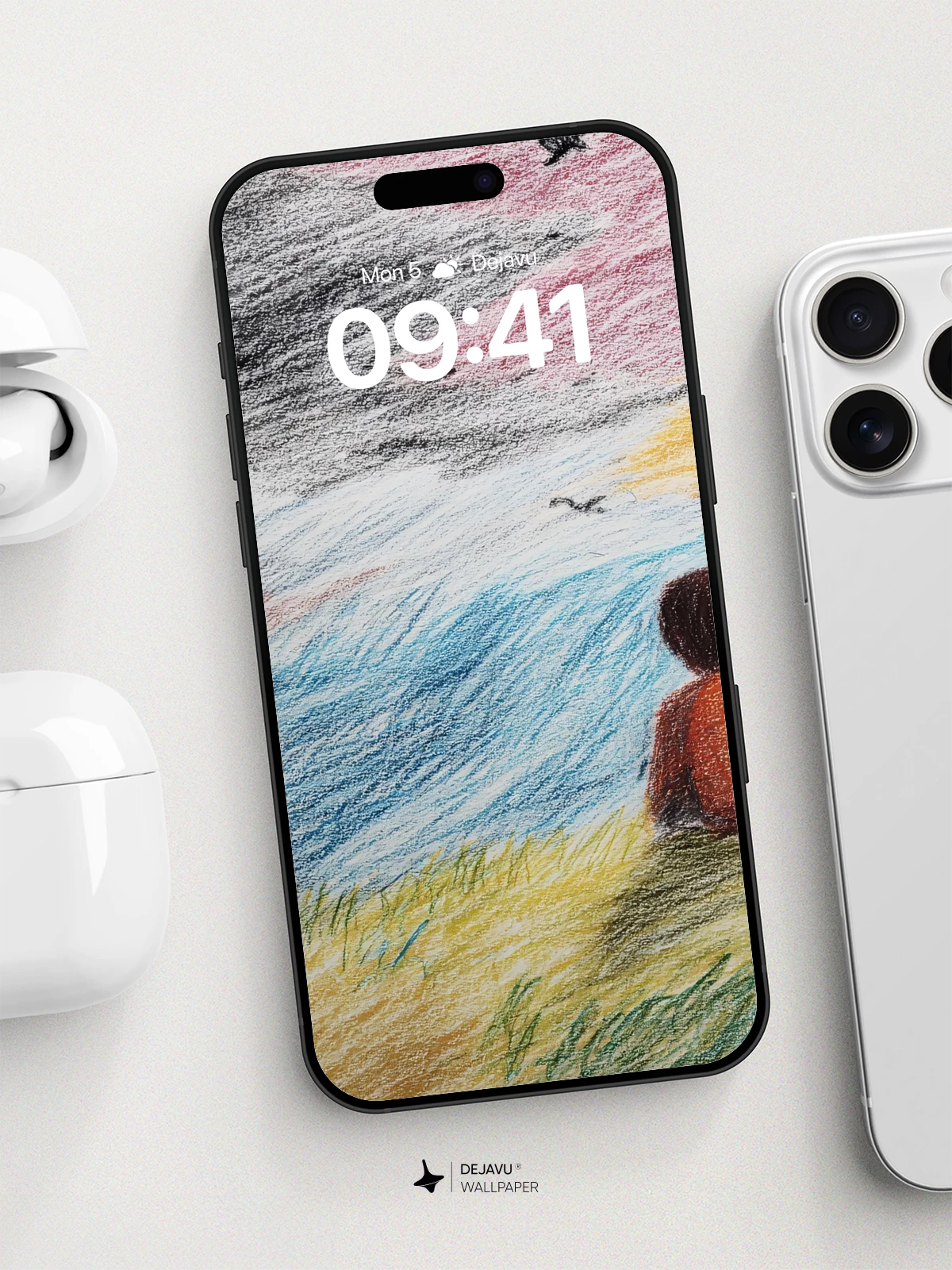 Solitary Figure by the Lake Wallpaper 8K for iPhone and Android