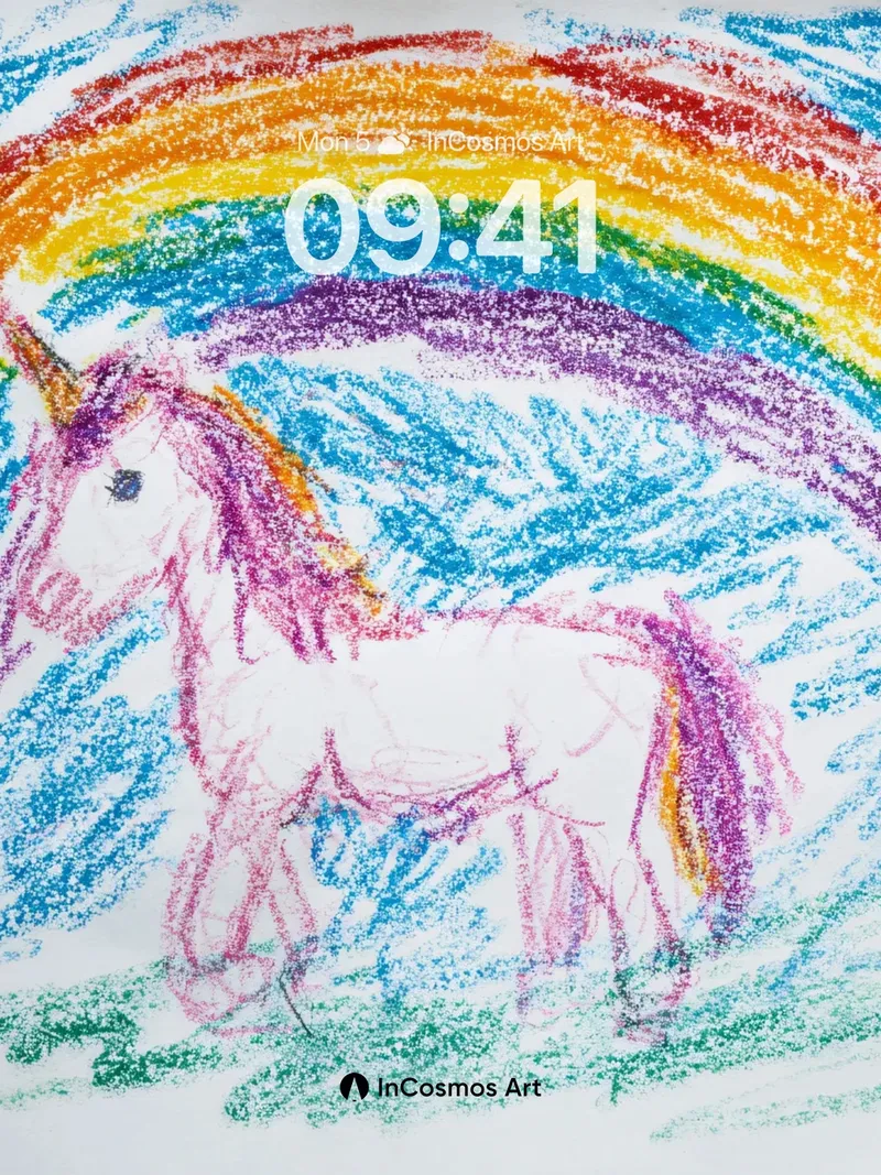 Whimsical Unicorn Wallpaper with Rainbow Hues