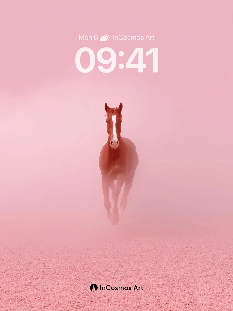Surreal Rose Mirage Wallpaper with Floating Horse