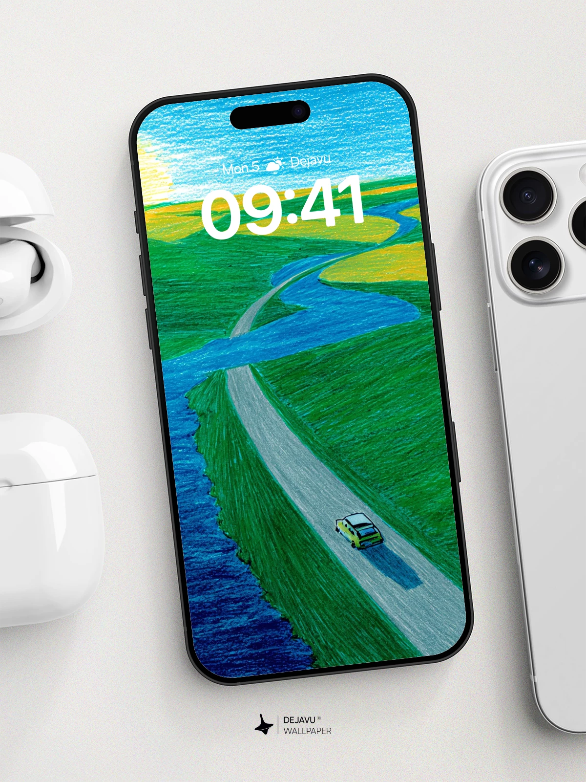 Surreal River Road Wallpaper 8K for iPhone and Android