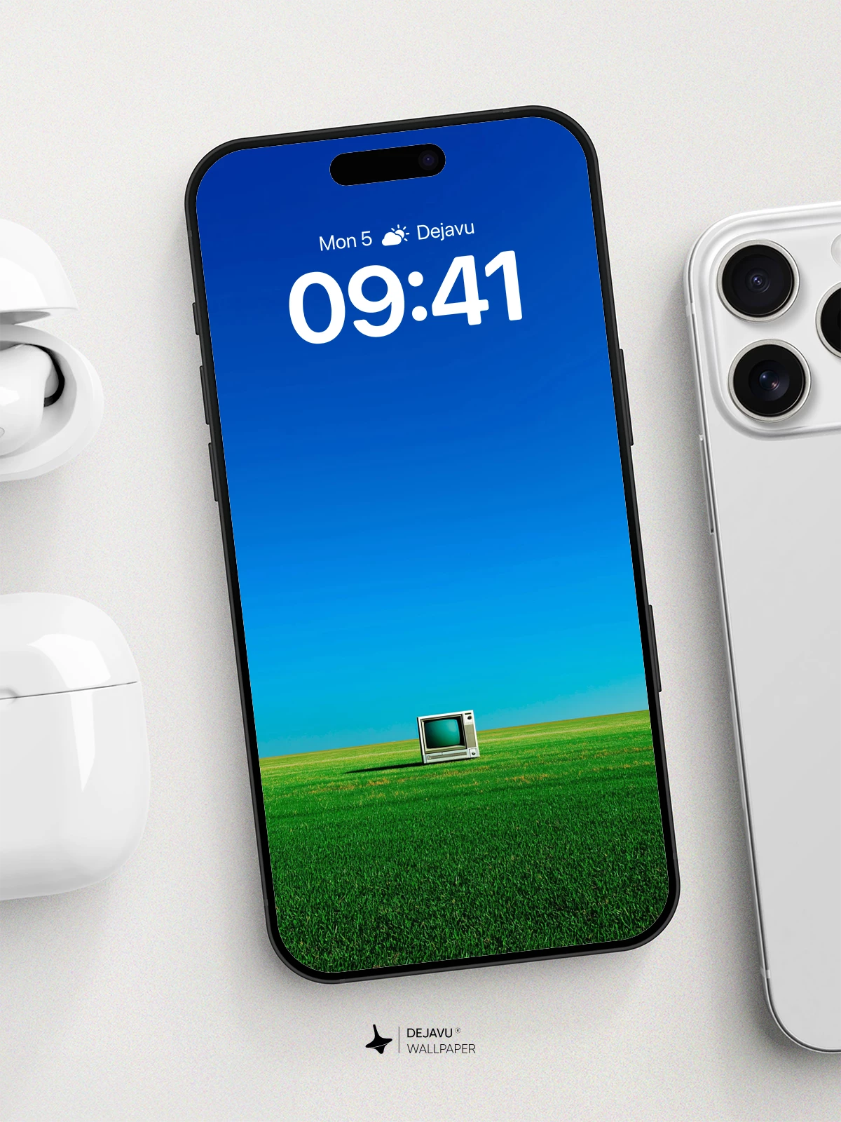 Surreal TV in Field Wallpaper 8K for iPhone and Android