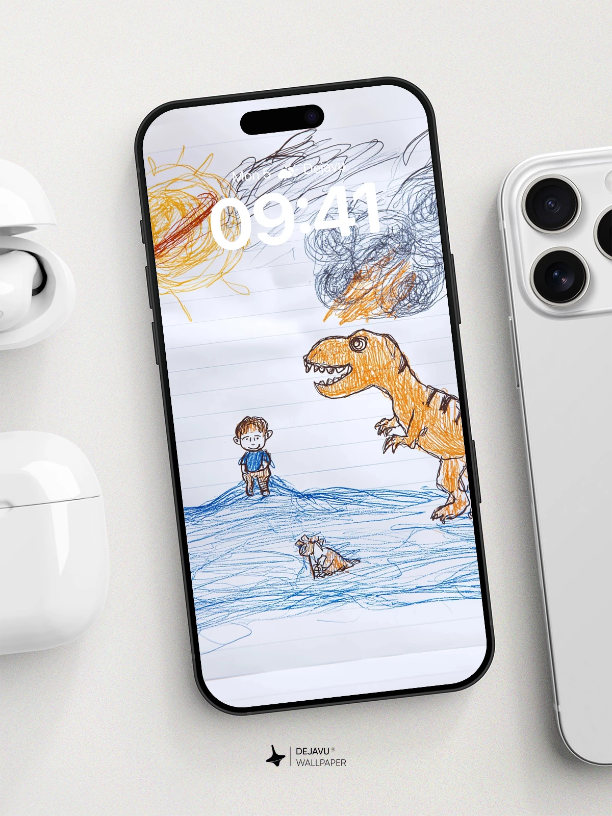 Child and Dinosaur Adventure Wallpaper 8K for iPhone and Android