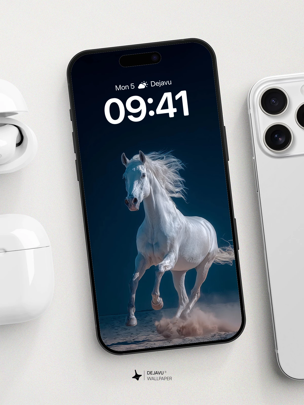 White Horse Gallop Wallpaper 8K for iPhone and Android