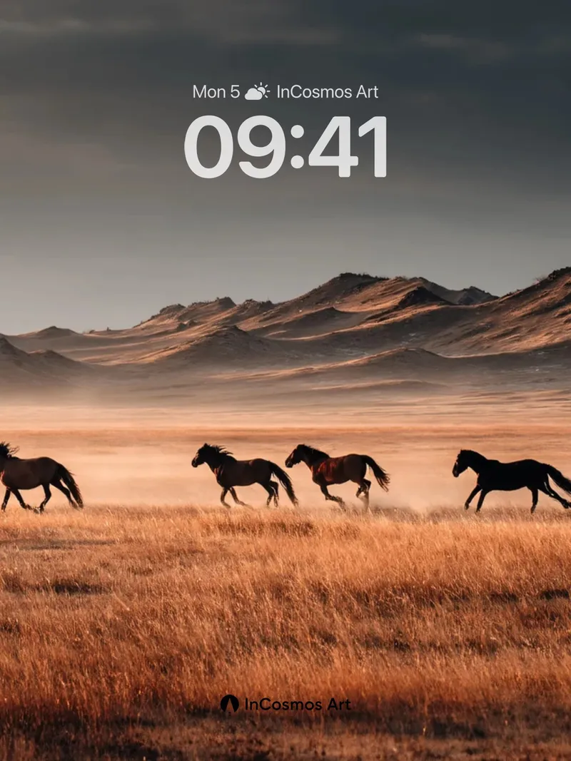 Dust-Whispered Horses Wallpaper with Mountain Echoes