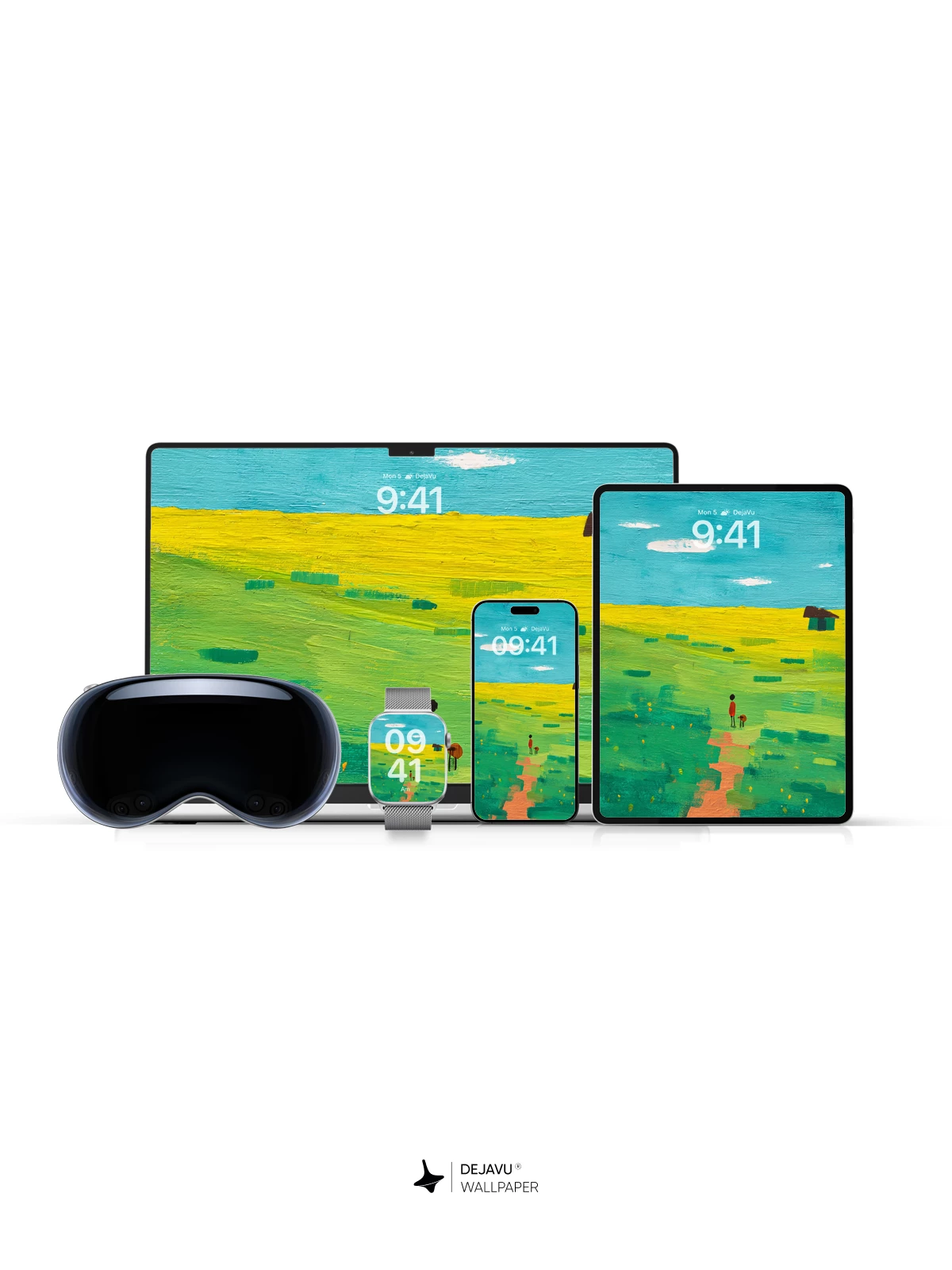 Whimsical Field Journey Wallpaper 8K for iPhone and Android
