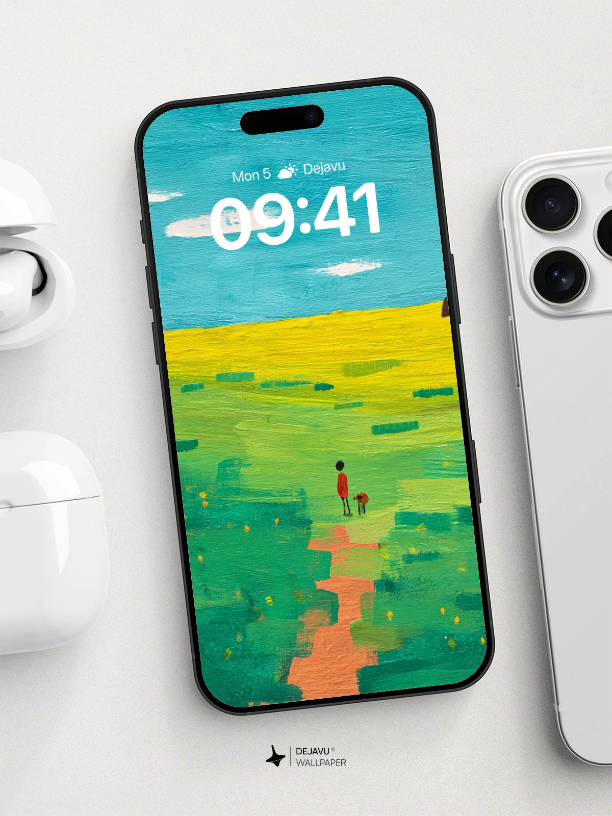 Whimsical Field Journey Wallpaper 8K for iPhone and Android