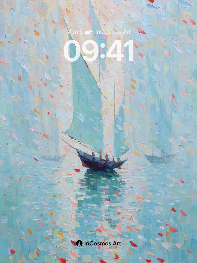 Serene Sailboat Wallpaper with Impressionist Light