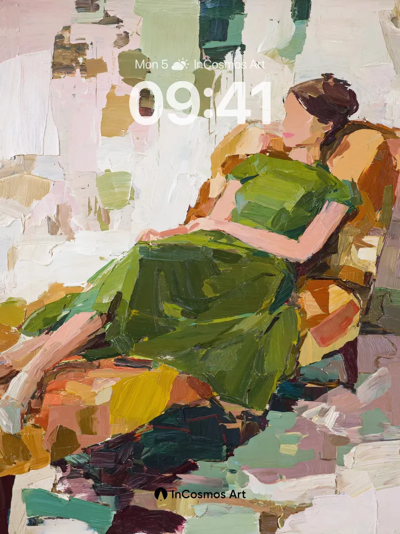 Serenity in Green Wallpaper with Brushstroke Depth