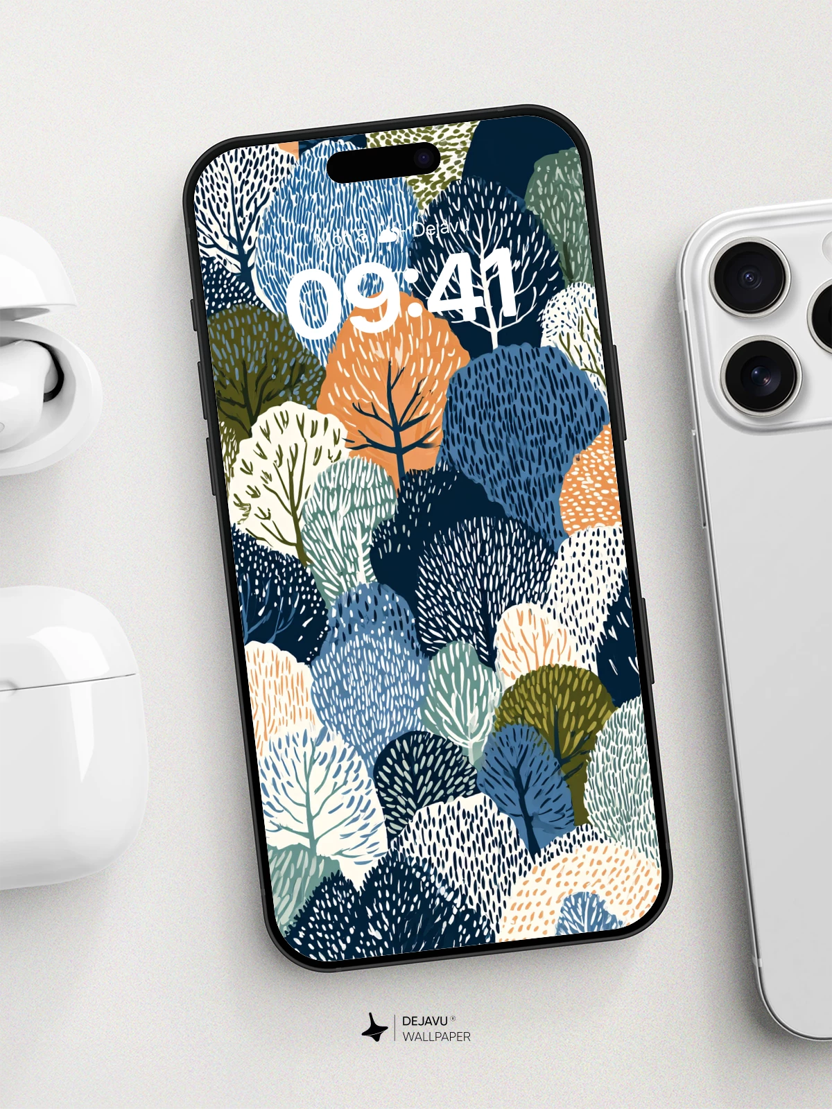 Whimsical Forest Pattern Wallpaper 8K for iPhone and Android