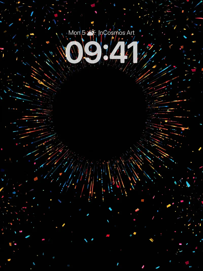 Cosmic Burst Wallpaper with Rainbow Confetti