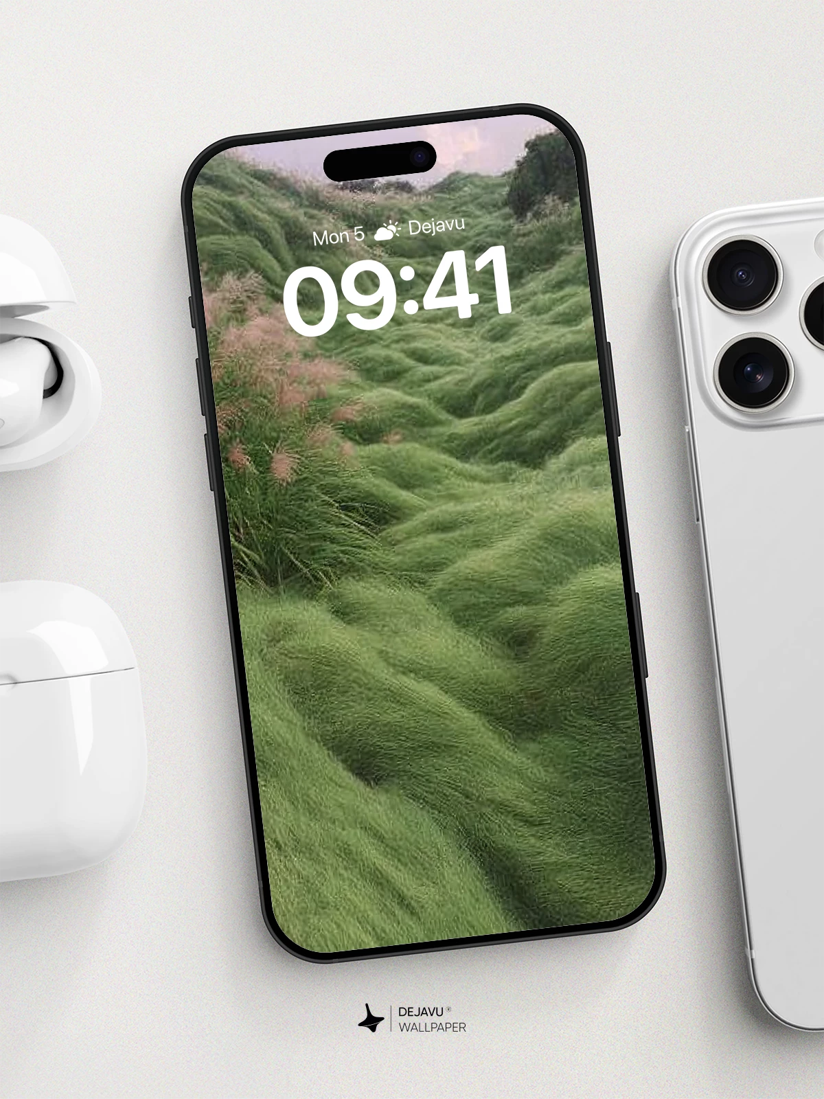 Surreal Green Waves Wallpaper 8K for iPhone and Android