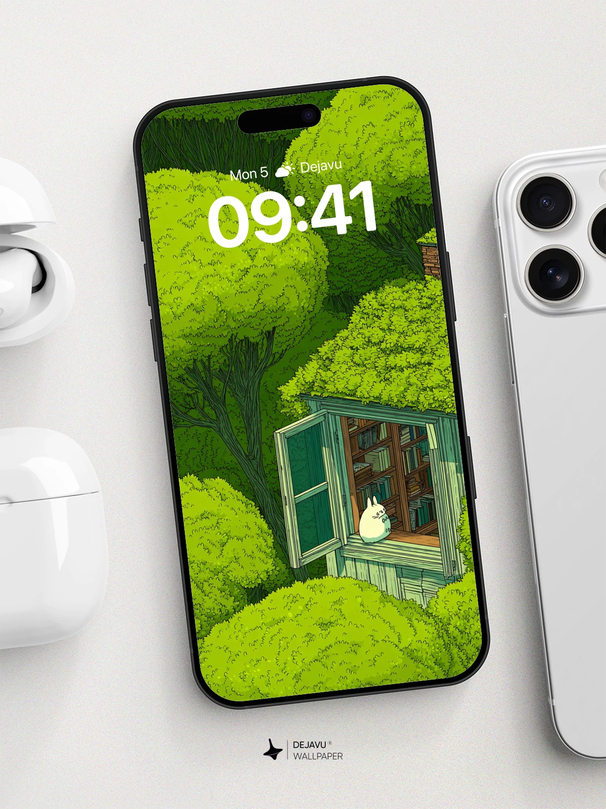 Whimsical Forest Library Wallpaper 8K for iPhone and Android