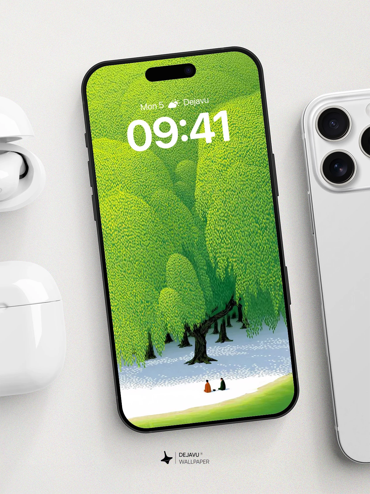 Whimsical Green Canopy Wallpaper 8K for iPhone and Android