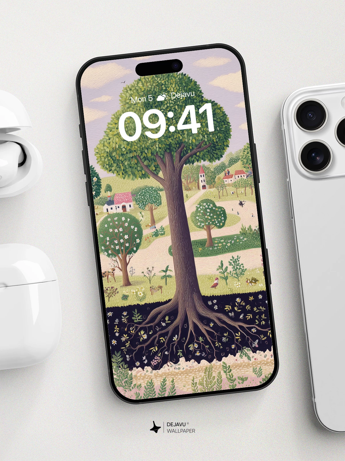 Whimsical Forest Tree Wallpaper 8K for iPhone and Android