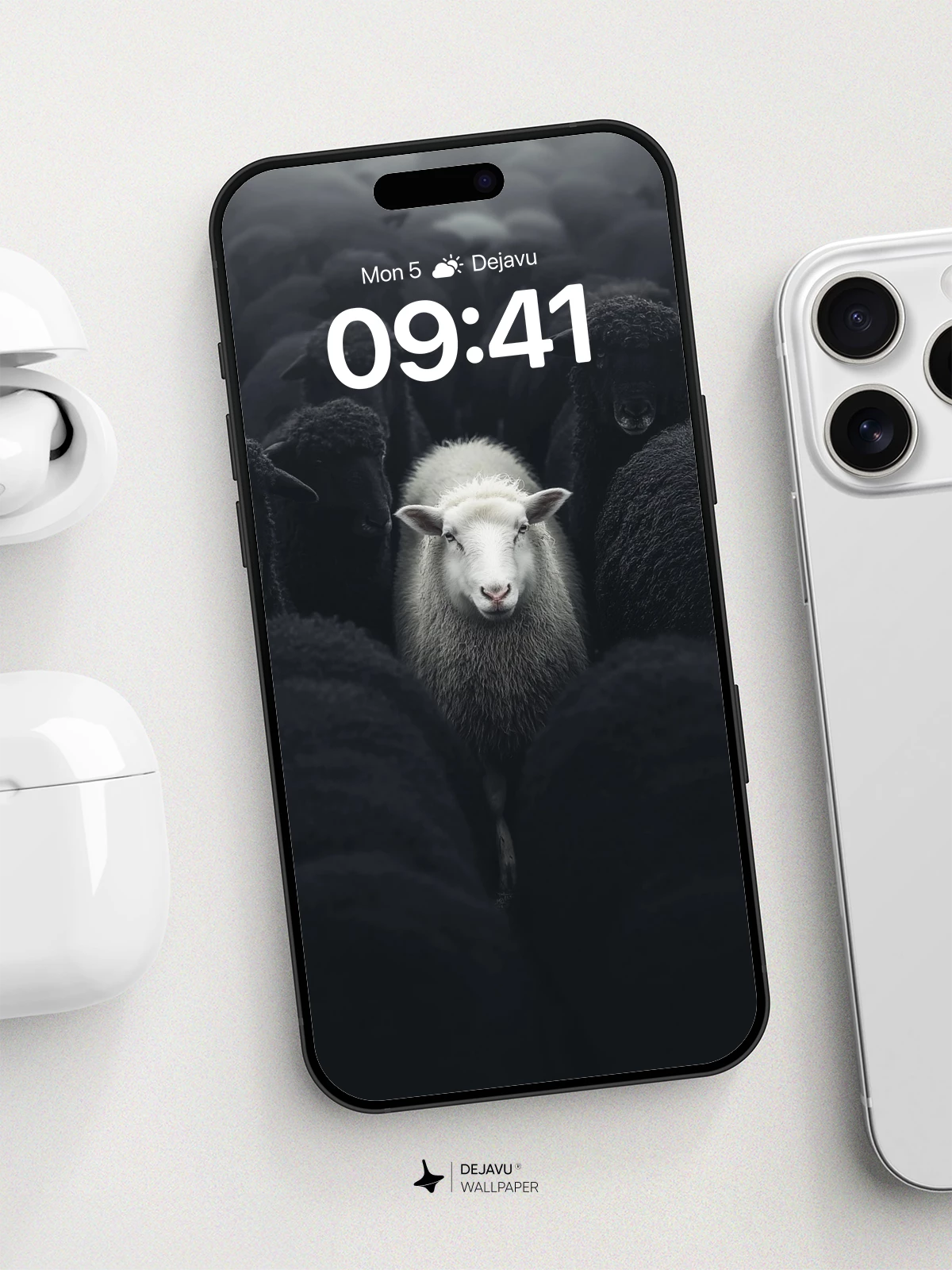 White Sheep Among Black Flock Wallpaper 8K