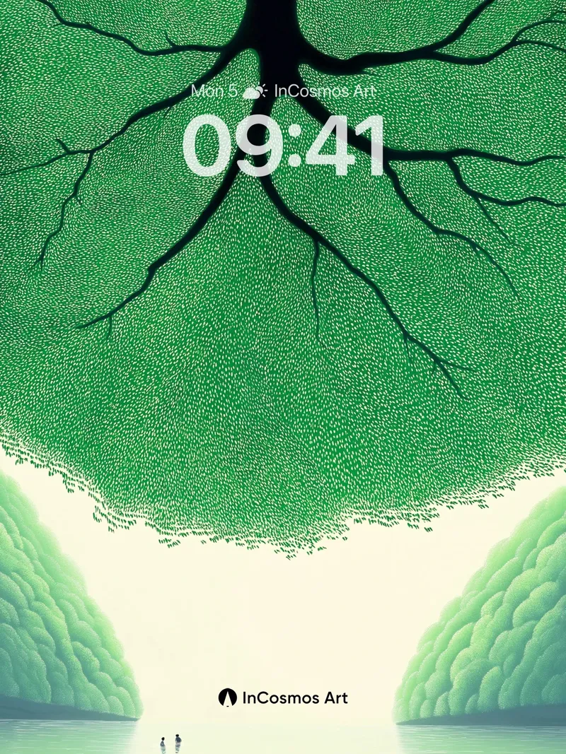 Serenity Tree Canopy Wallpaper with Floating Roots