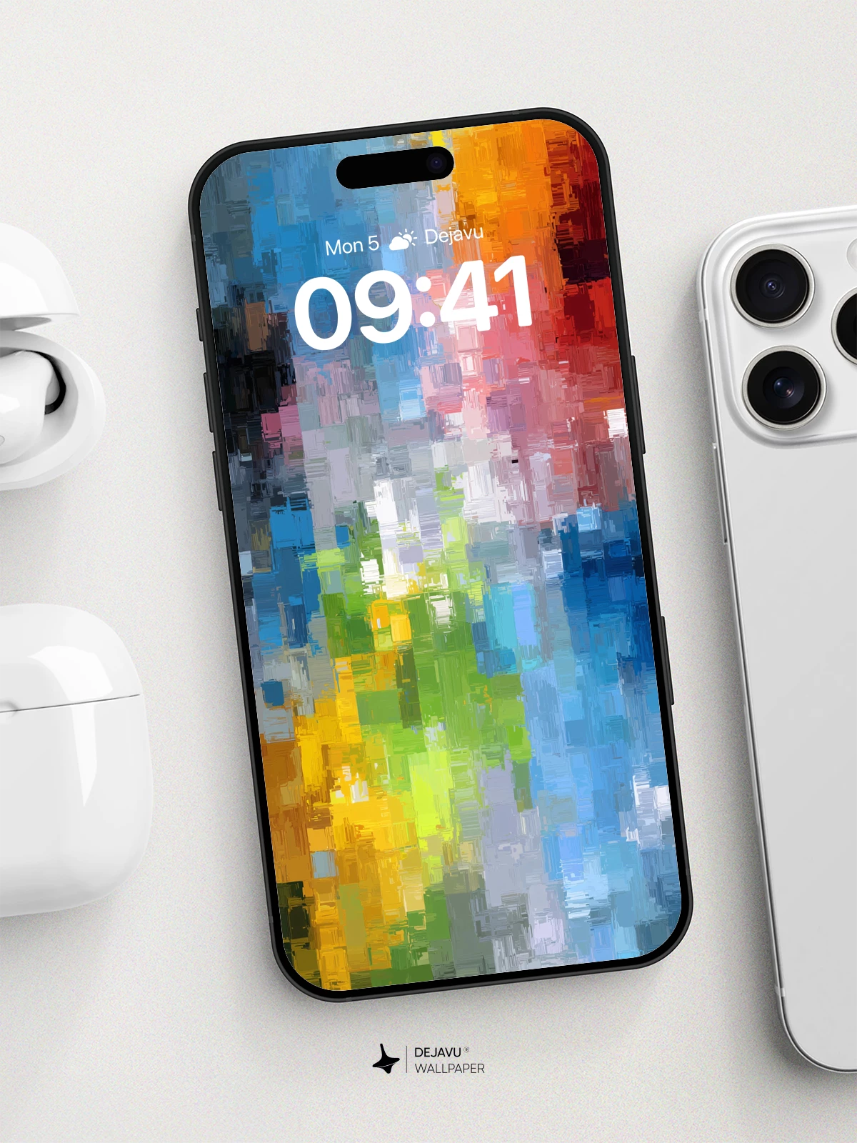Vibrant Abstract Pixel Art Wallpaper 8K for iPhone and Android