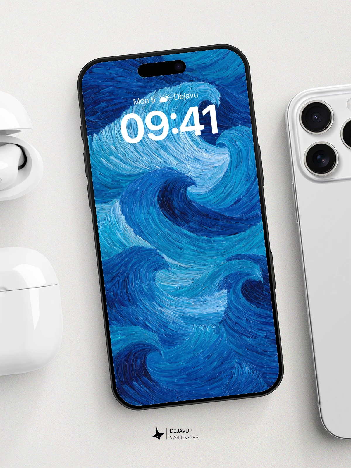 Van Gogh-Inspired Ocean Waves Wallpaper 8K for iPhone and Android