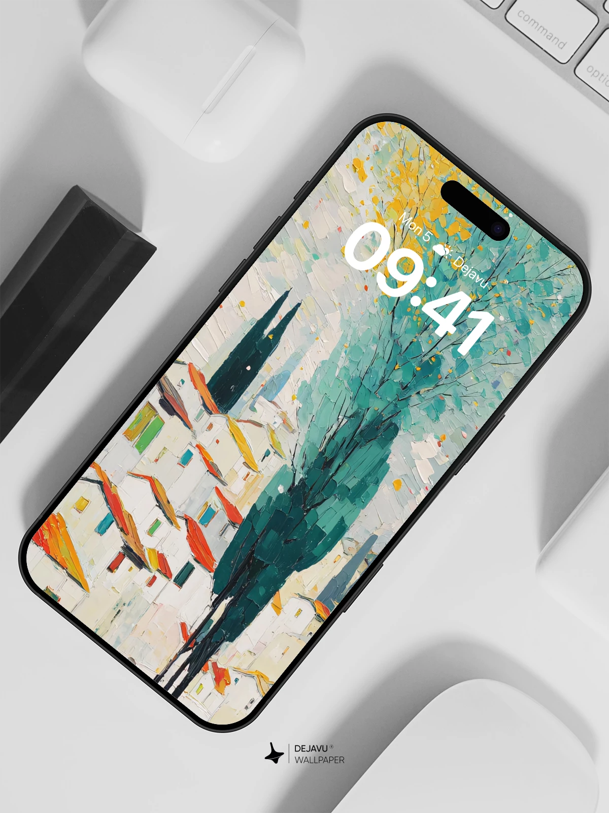 Whimsical Village Tree Wallpaper 8K for iPhone and Android