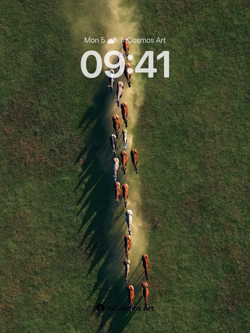 Dust Trail Wallpaper with Horse Silhouettes