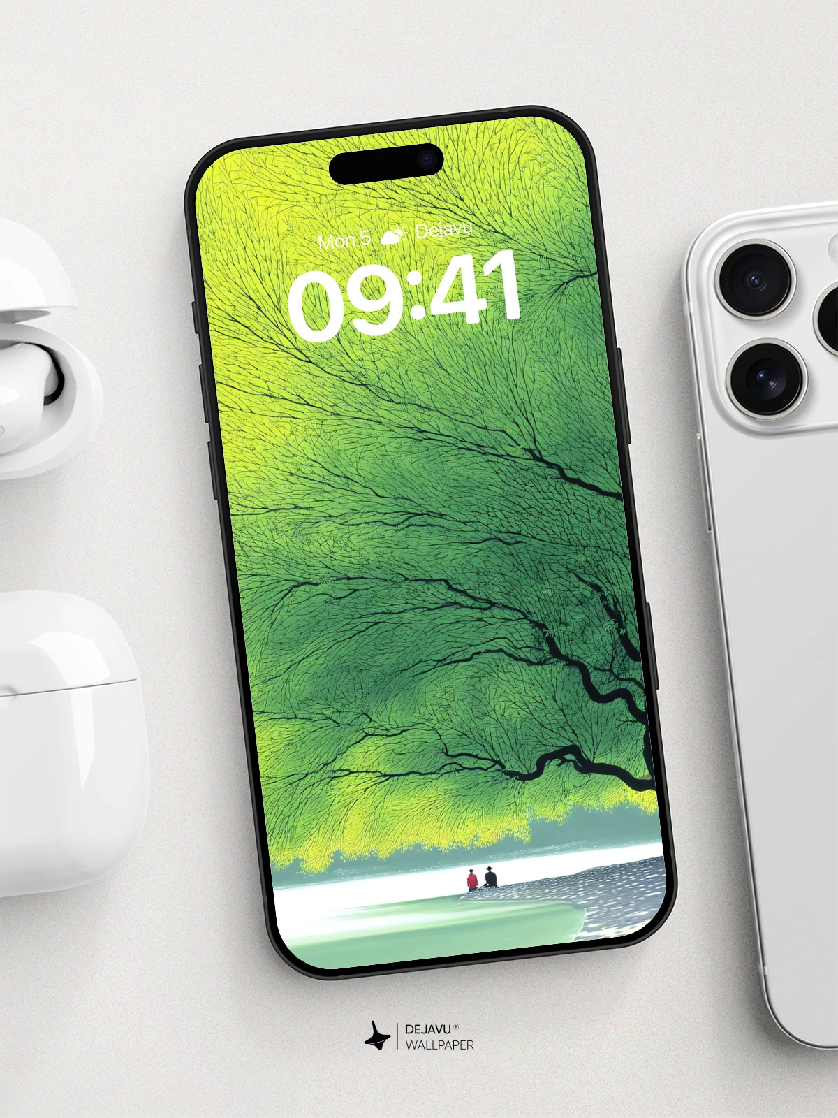 Dreamlike Green Canopy Wallpaper 8K for iPhone and Android