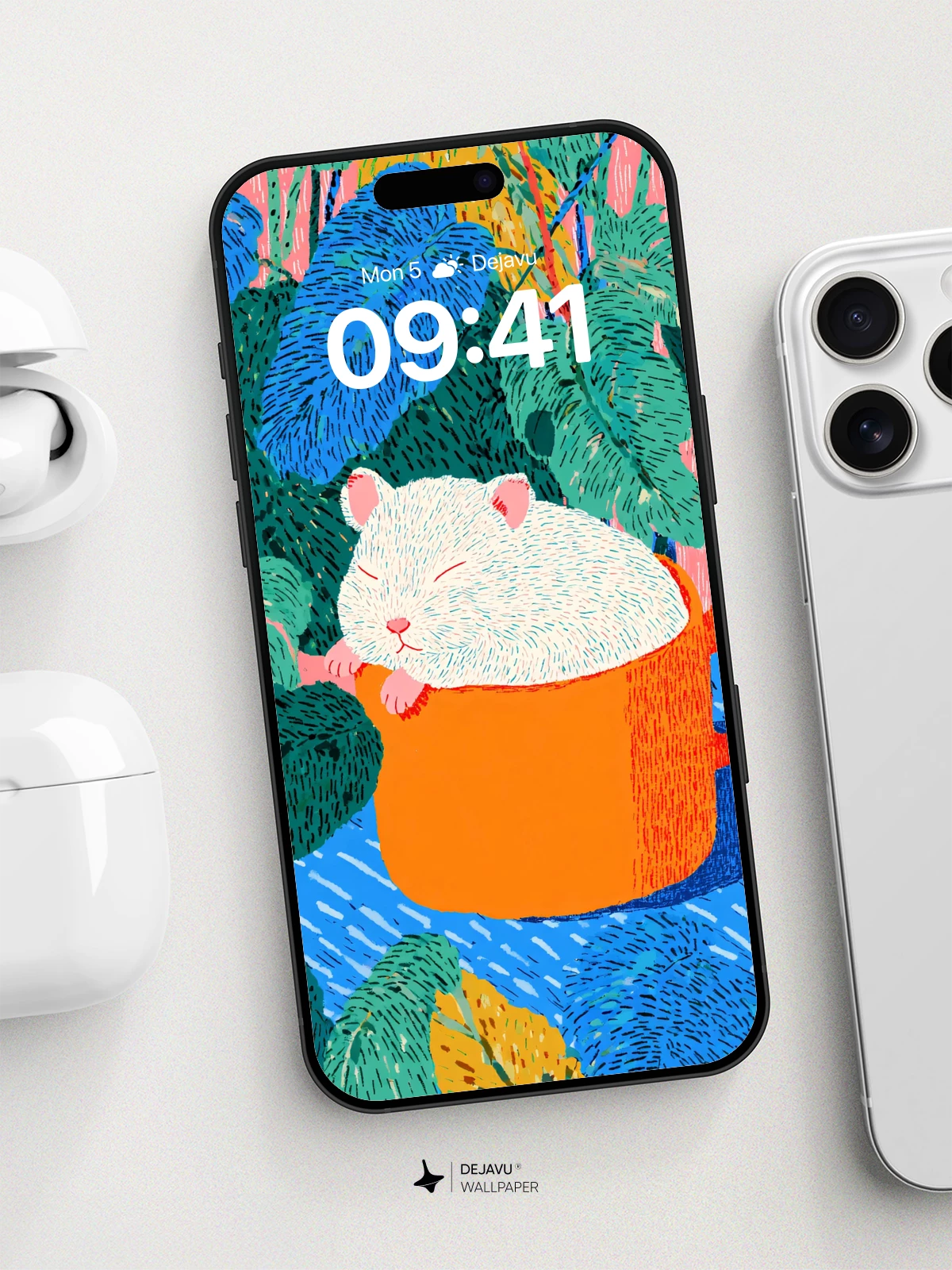 Whimsical Mouse in Teacup Wallpaper 8K for iPhone and Android