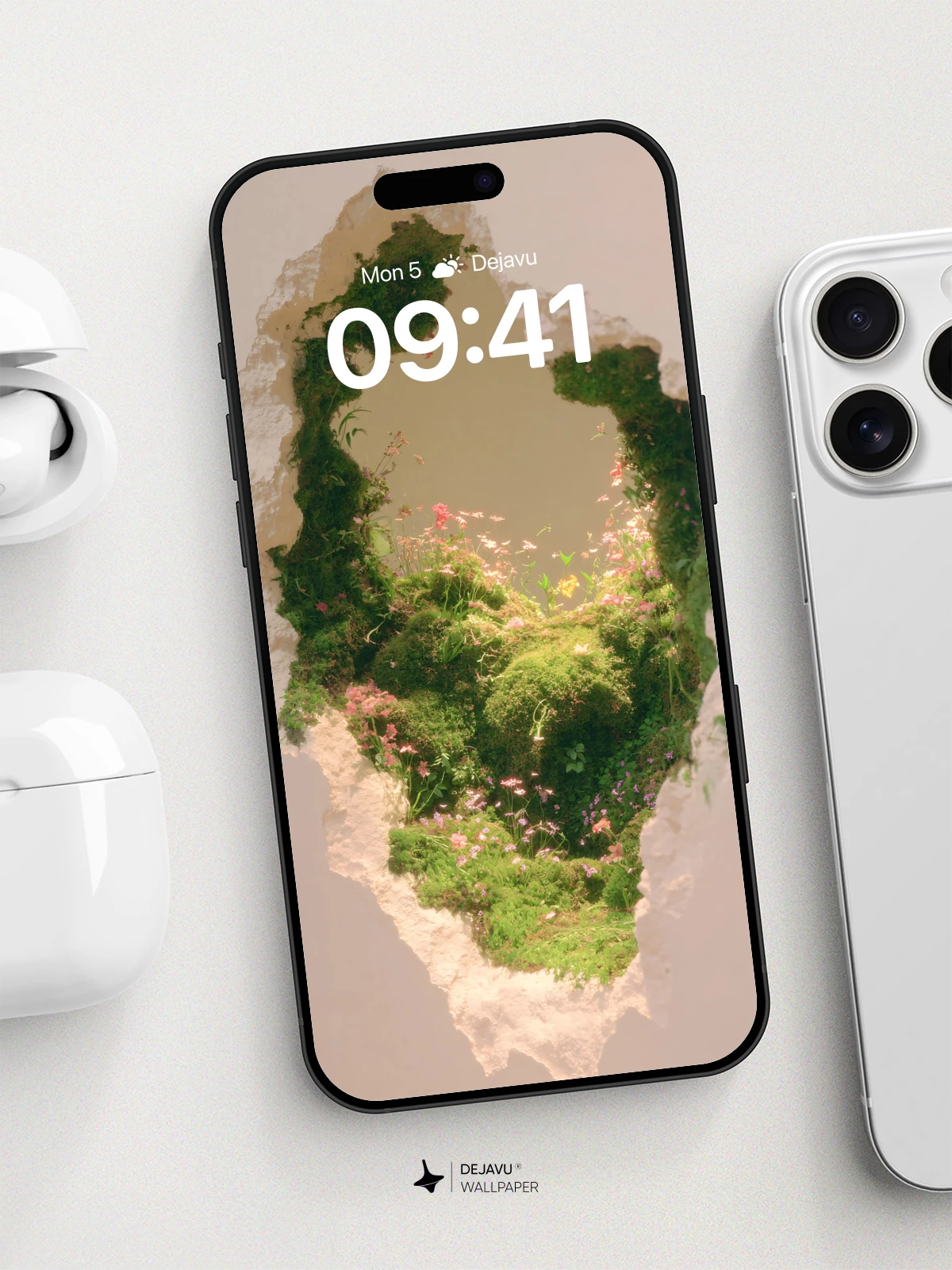 Surreal Moss Garden Wallpaper 8K for iPhone and Android