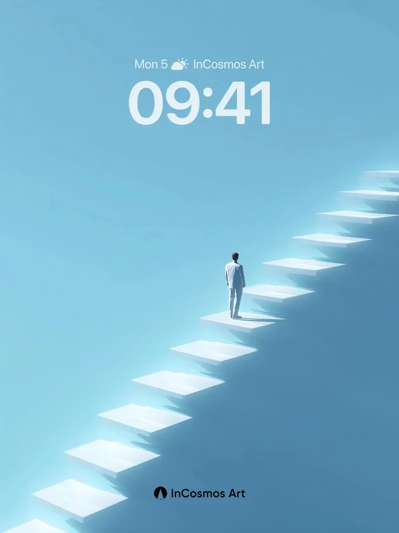 Serenity Stairway Wallpaper with Floating Steps