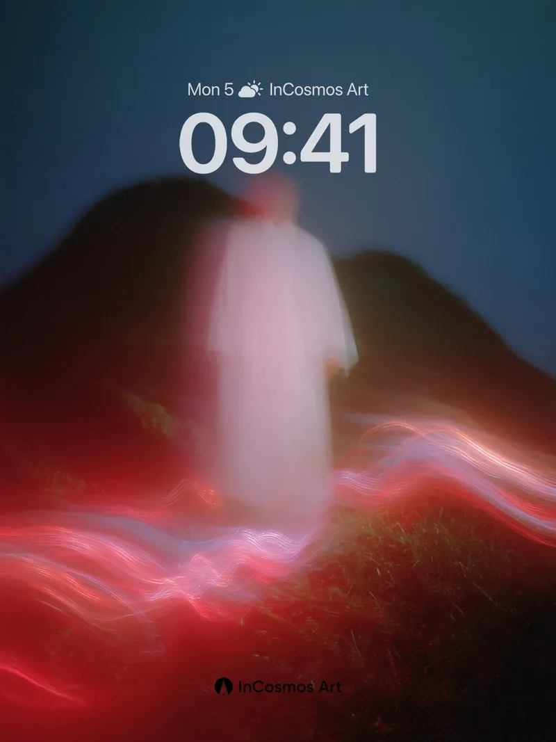 Ethereal Veil Wallpaper with Crimson Currents