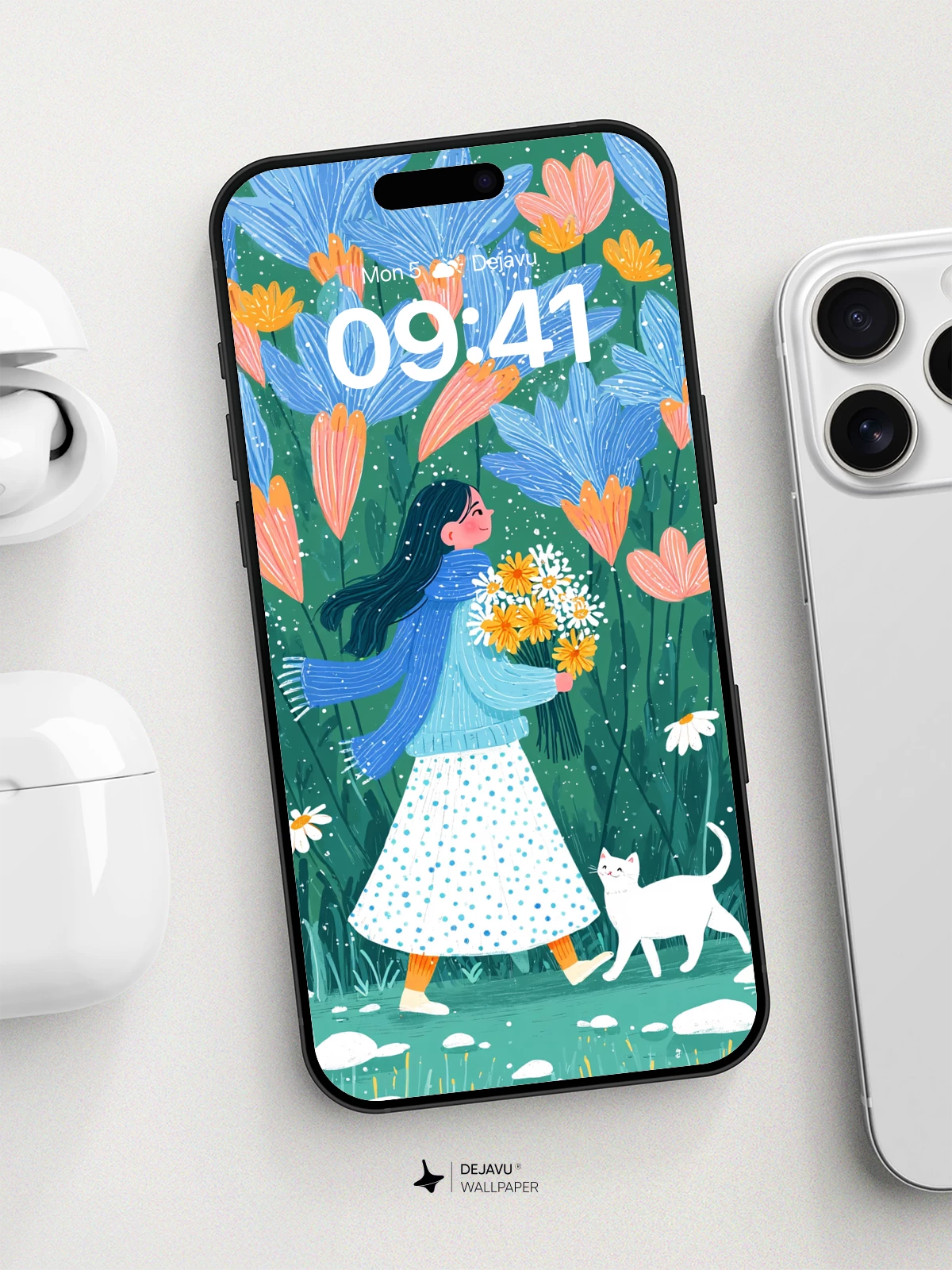 Whimsical Garden Walk Wallpaper 8K for iPhone and Android