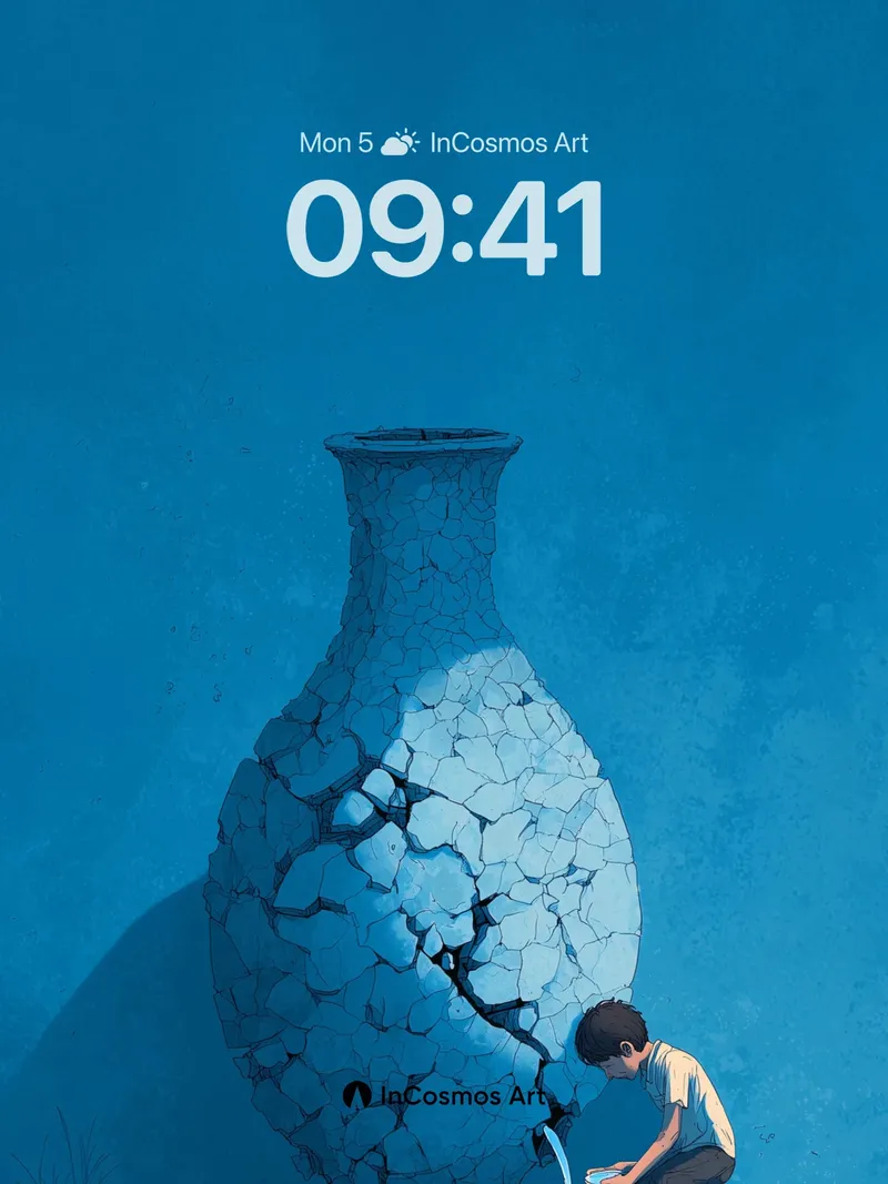 Crisp Silence Wallpaper with Cracked Vessel