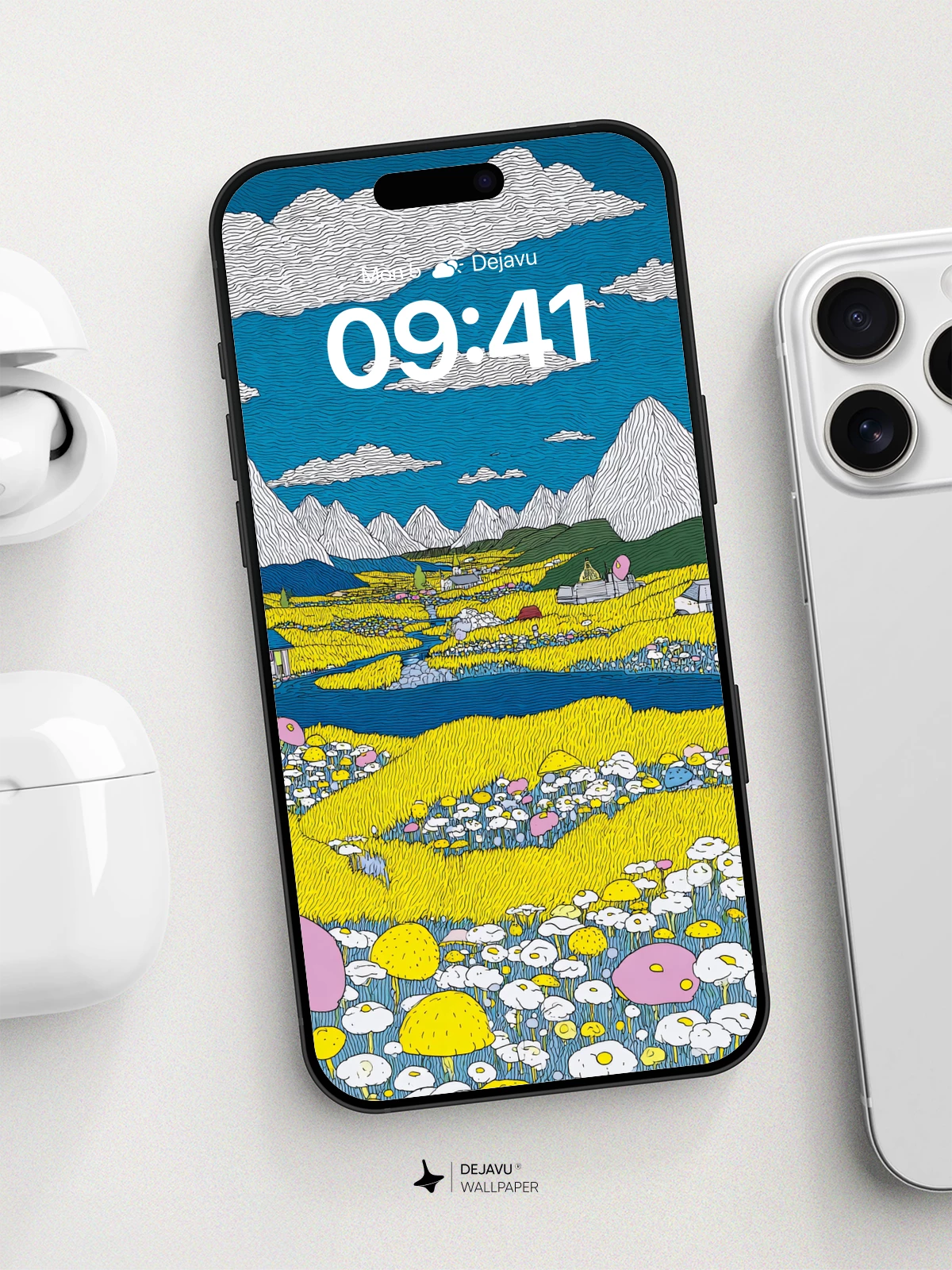 Whimsical Mushroom Meadow Wallpaper 8K for iPhone and Android