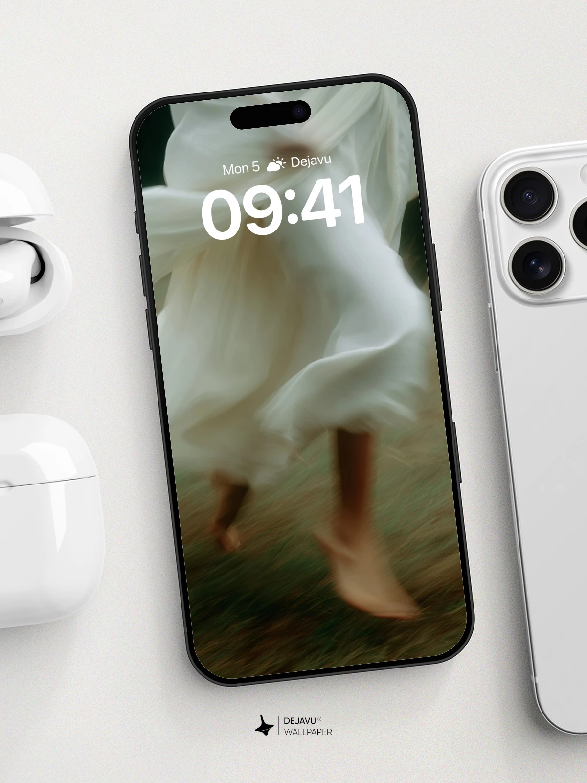 Ethereal White Dress in Motion Wallpaper 8K for iPhone and Android