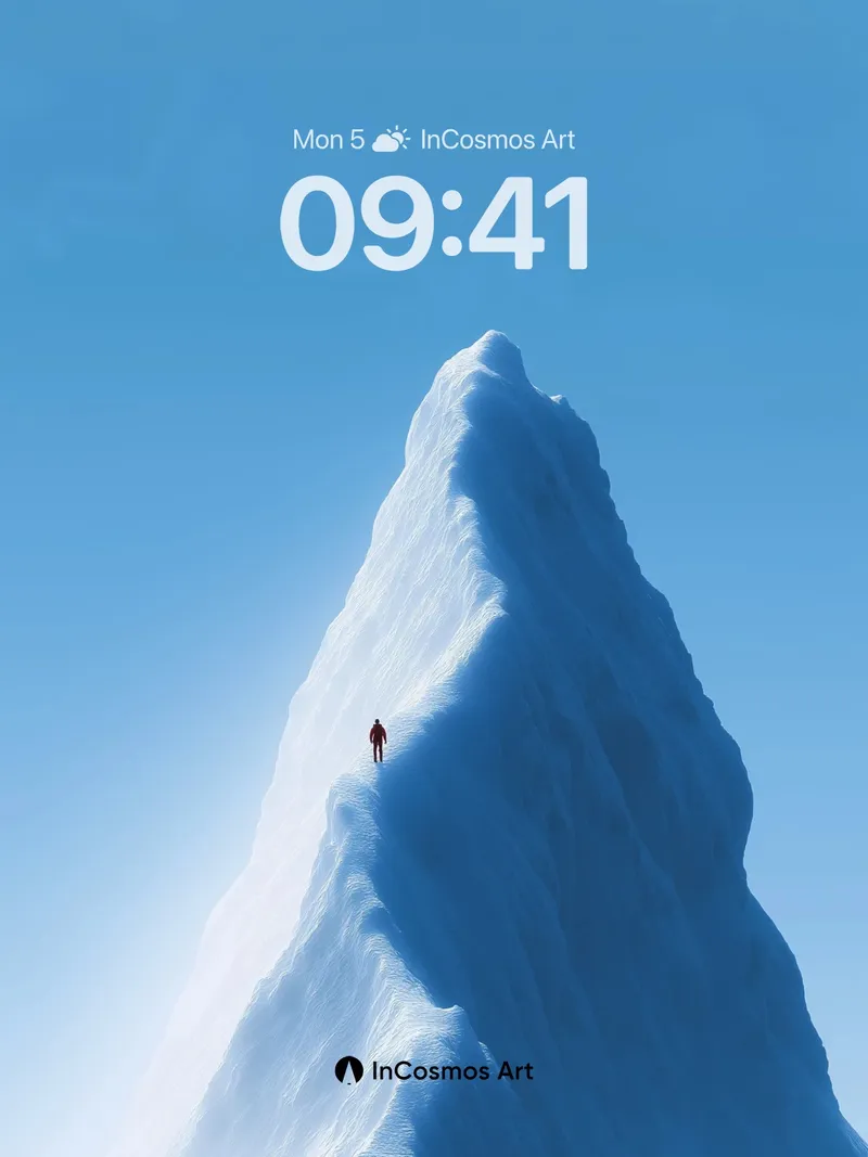 Solitary Ascent Wallpaper with Ice Peak Crown