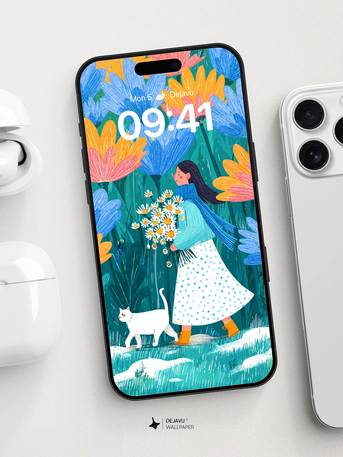 Whimsical Garden Walk Wallpaper 8K for iPhone and Android