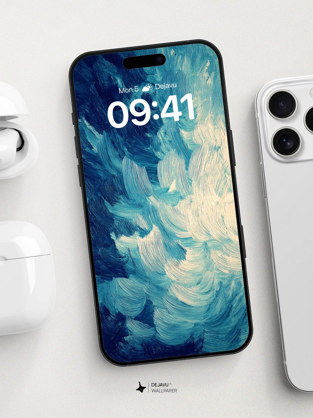 Van Gogh-Inspired Ocean Waves Wallpaper 8K for iPhone and Android