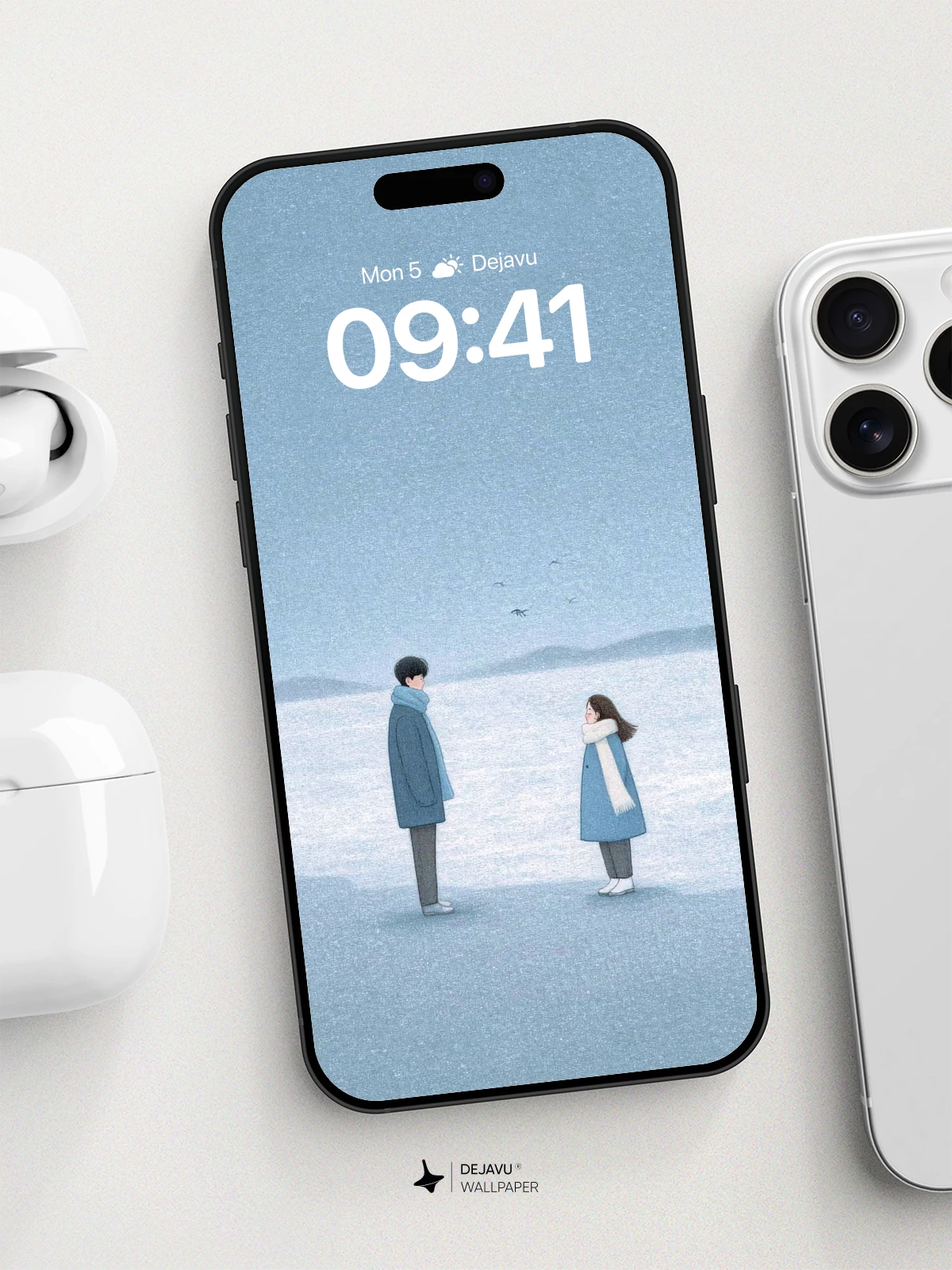 Winter Couple Wallpaper 8K for iPhone and Android