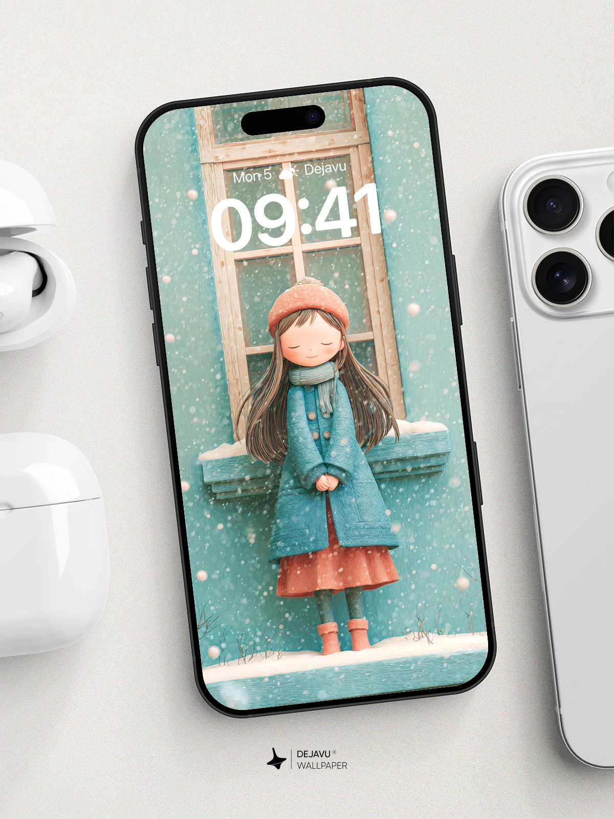 Winter Dream Girl Wallpaper 8K for iPhone and Android