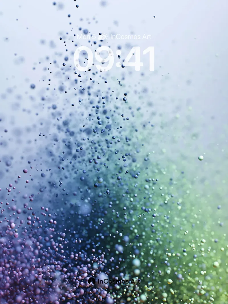 Luminous Cascade Wallpaper with Floating Particles