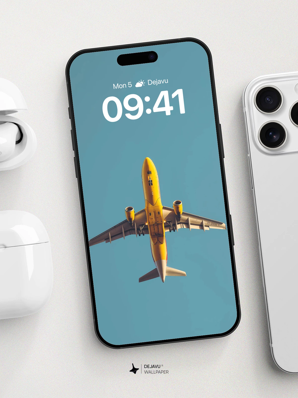 Yellow Jet Aircraft From Above Wallpaper 8K